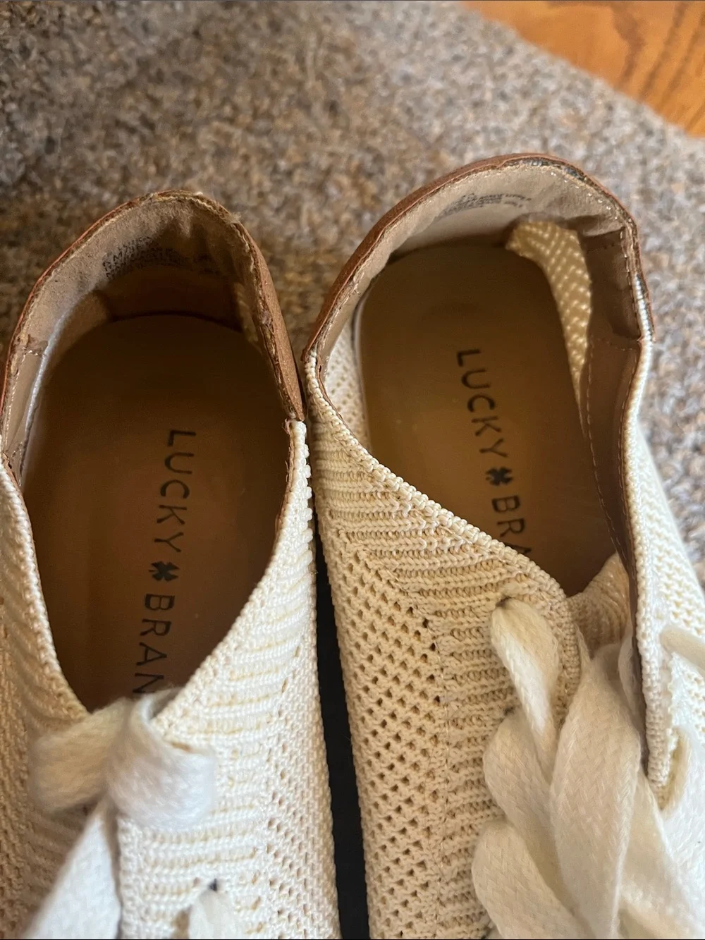 Lucky Brand Women's Knit Lace-Up Sneakers in Cream